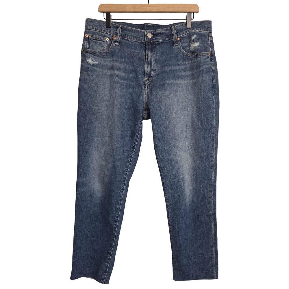 GAP | Girlfriend Mid Rise Medium Blue Distressed Jeans